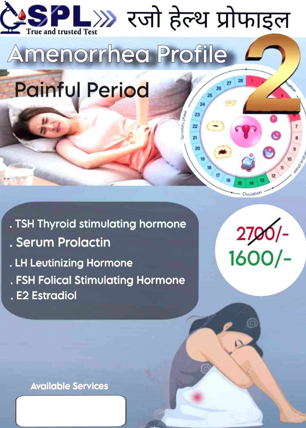 Amenorrhea profile ( LH FSH Prolactin TSH E2) PC
